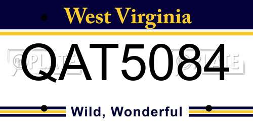 QAT5084 West Virginia License Plate