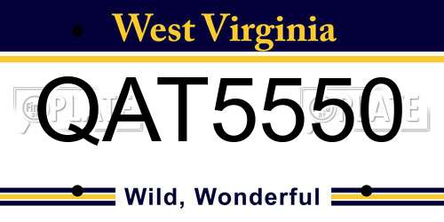 QAT5550 West Virginia License Plate
