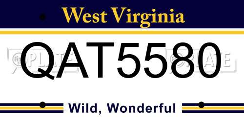 QAT5580 West Virginia License Plate