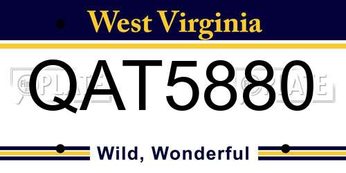 QAT5880 West Virginia License Plate
