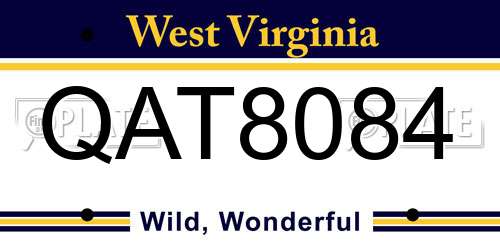 QAT8084 West Virginia License Plate