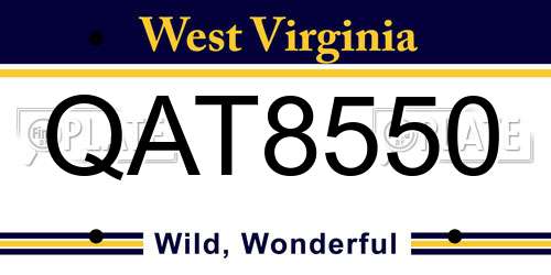 QAT8550 West Virginia License Plate