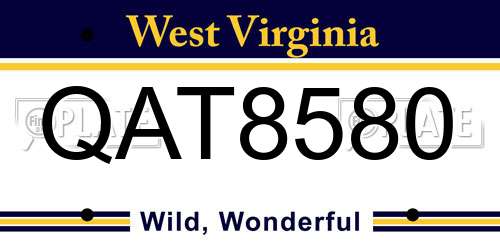 QAT8580 West Virginia License Plate