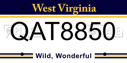 QAT8850 West Virginia License Plate