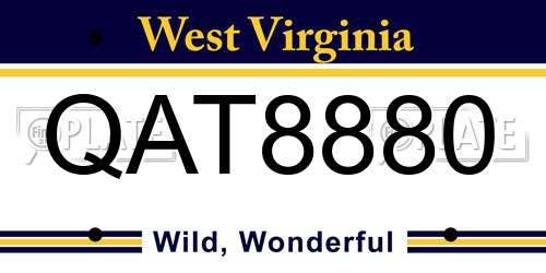 QAT8880 West Virginia License Plate
