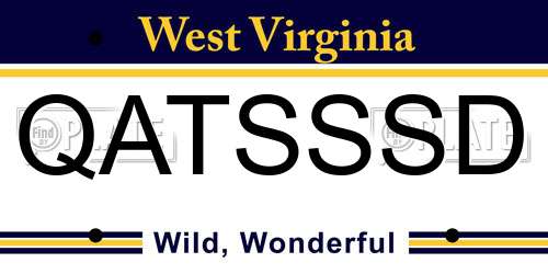 QATSSSD West Virginia License Plate