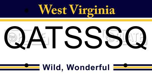 QATSSSQ West Virginia License Plate