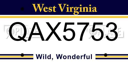 QAX5753 West Virginia License Plate