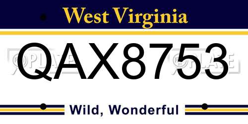 QAX8753 West Virginia License Plate