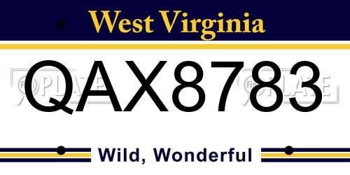 QAX8783 West Virginia License Plate