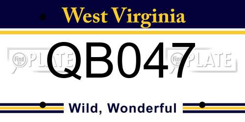 QB047 West Virginia License Plate