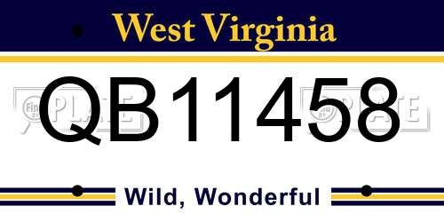 QB11458 West Virginia License Plate