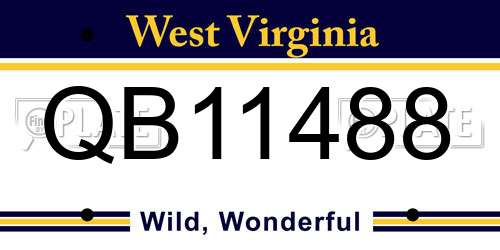 QB11488 West Virginia License Plate