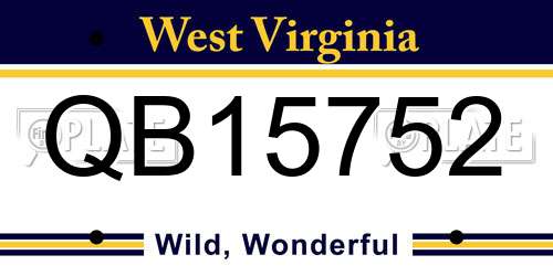 QB15752 West Virginia License Plate