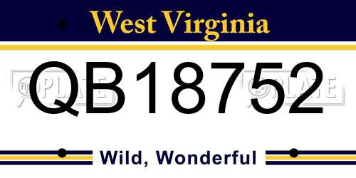 QB18752 West Virginia License Plate