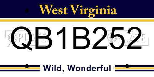 QB1B252 West Virginia License Plate