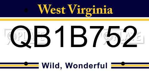 QB1B752 West Virginia License Plate