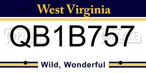 QB1B757 West Virginia License Plate