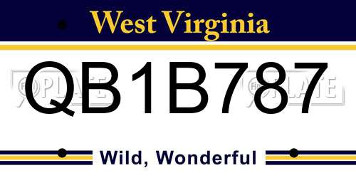 QB1B787 West Virginia License Plate