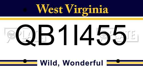 QB1I455 West Virginia License Plate