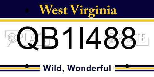 QB1I488 West Virginia License Plate