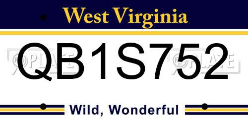 QB1S752 West Virginia License Plate