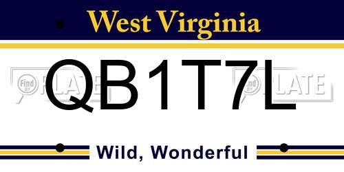 QB1T7L West Virginia License Plate