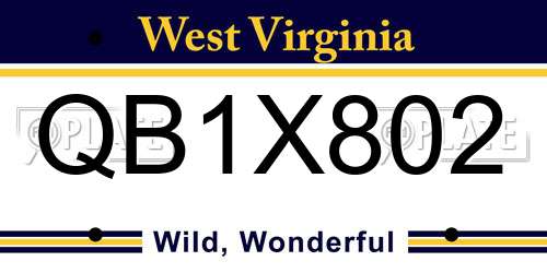 QB1X802 West Virginia License Plate