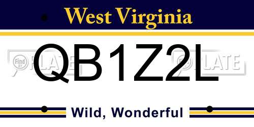QB1Z2L West Virginia License Plate