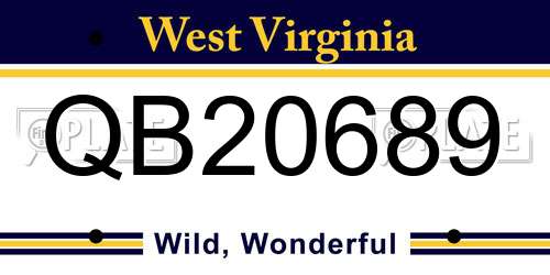 QB20689 West Virginia License Plate
