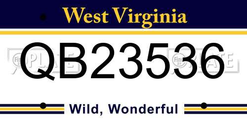 QB23536 West Virginia License Plate