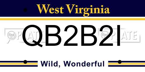 QB2B2I West Virginia License Plate