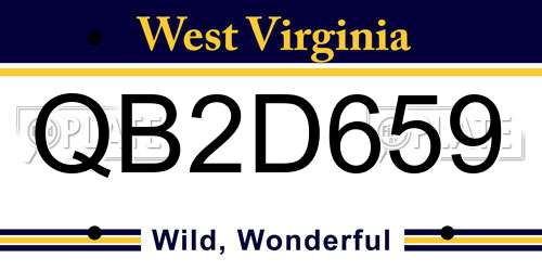 QB2D659 West Virginia License Plate