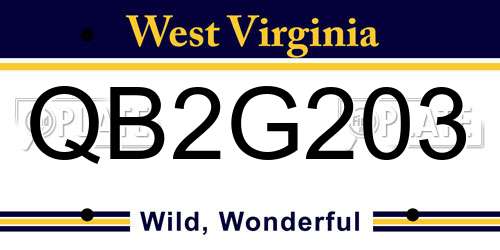 QB2G203 West Virginia License Plate