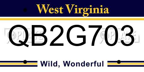 QB2G703 West Virginia License Plate