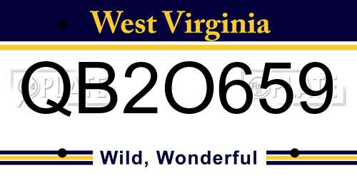 QB2O659 West Virginia License Plate