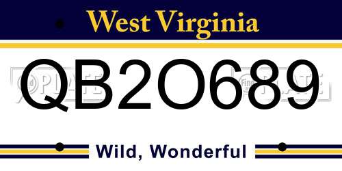 QB2O689 West Virginia License Plate