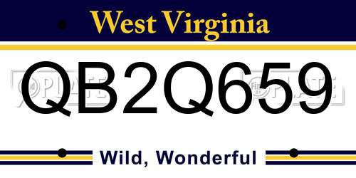 QB2Q659 West Virginia License Plate