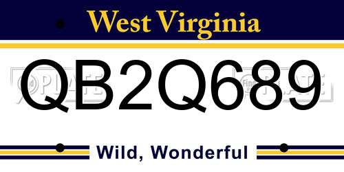 QB2Q689 West Virginia License Plate