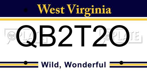 QB2T2O West Virginia License Plate