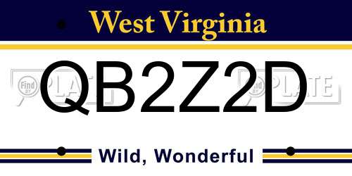 QB2Z2D West Virginia License Plate