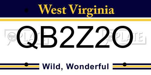 QB2Z2O West Virginia License Plate