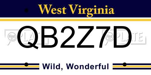 QB2Z7D West Virginia License Plate