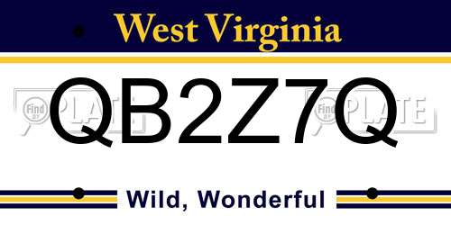 QB2Z7Q West Virginia License Plate