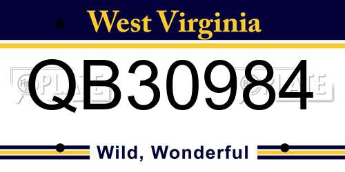QB30984 West Virginia License Plate