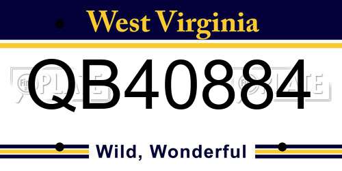 QB40884 West Virginia License Plate