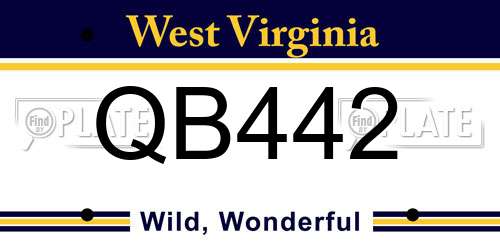 QB442 West Virginia License Plate