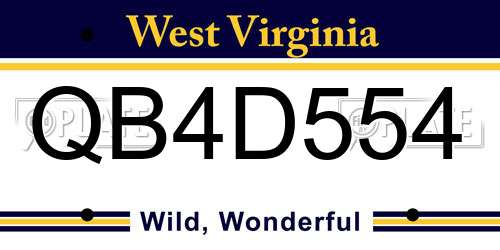 QB4D554 West Virginia License Plate