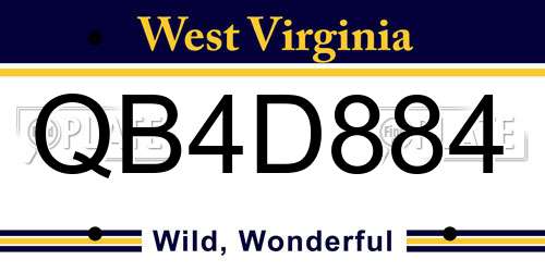 QB4D884 West Virginia License Plate
