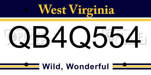QB4Q554 West Virginia License Plate
